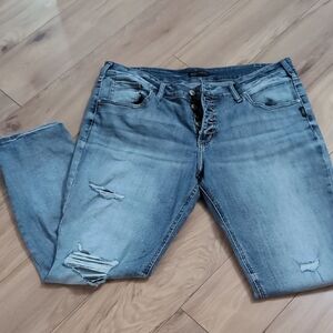 Silver Jeans Women's Light Blue Distressed Skinny Jeans